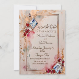 Diamant en robijn bruiloft save the date