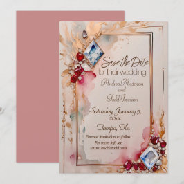 Diamant en robijn bruiloft save the date