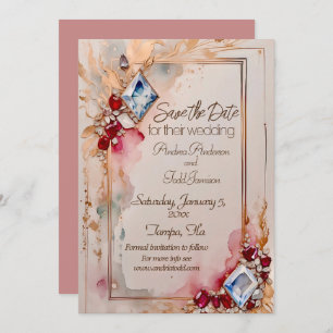 Diamant en robijn bruiloft save the date