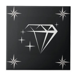 Diamant en Star Patroon Zwart Tegeltje