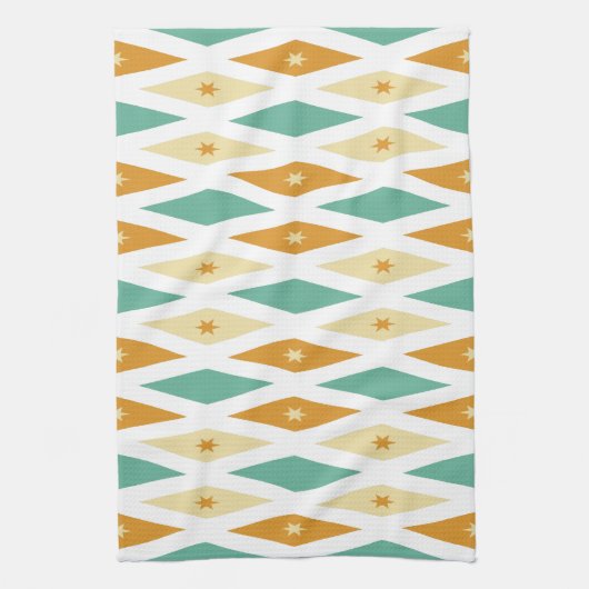 Diamant en sterren retro midden eeuw theedoek (Verticaal)