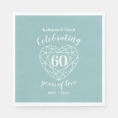 Diamant feestservetjes om 60 jaar liefde te vieren servet (Voorkant)