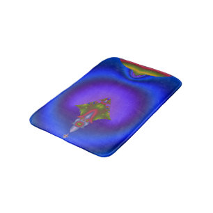 Diamant Fractal in Neonblauw Badmat