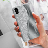 Diamant Gesimuleerde Monogram Zilveren Metaal Blin Case-Mate iPhone Case