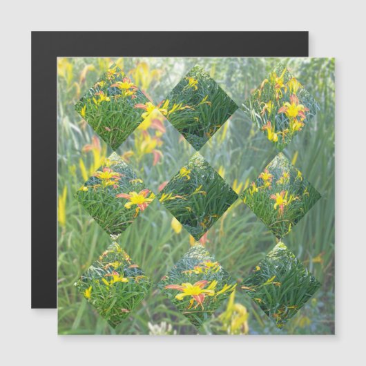 Diamant gesneden geel lelie veld geometrisch ontwe (Voorkant / Achterkant)