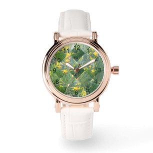 Diamant gesneden gele lelieveld geometrisch ontwer horloge