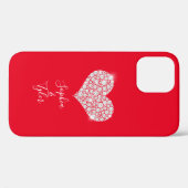 Diamant Glitter Hart, Witte Script Namen, Rood Case-Mate iPhone Case (Achterkant (horizontaal))