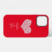Diamant Glitter Hart, Witte Script Namen, Rood iPhone Hoesje (Achterkant horizontaal)