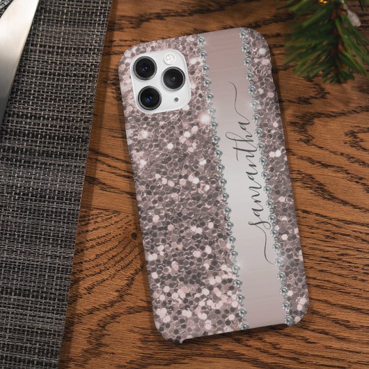 Diamant Glitter Look Roze Calligrafie Case-Mate iPhone Case