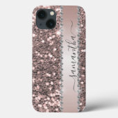 Diamant Glitter Look Roze Calligrafie Case-Mate iPhone Case (Achterkant)