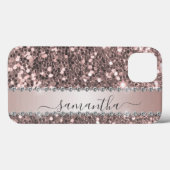 Diamant Glitter Look Roze Calligrafie Case-Mate iPhone Case (Achterkant (horizontaal))