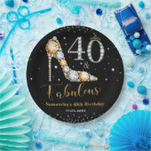 Diamant Glitter Veertig en Fabulous 40ste verjaard Papieren Bordje (Feest)