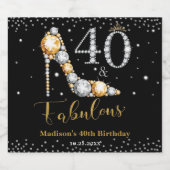 Diamant Glitter Veertig en Fabulous 40ste verjaard Sparkling Wijnetiket (Enkel label)