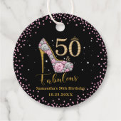 Diamant Glitter Vijftig en Fabulous 50ste Verjaard Bedankjes Labels (Achterkant)