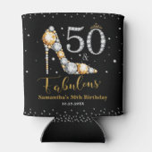 Diamant Glitter Vijftig en Fabulous 50ste Verjaard Blikjeskoeler (Achterkant)