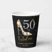 Diamant Glitter Vijftig en Fabulous 50ste Verjaard Papieren Bekers (Voorkant)