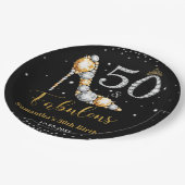 Diamant Glitter Vijftig en Fabulous 50ste Verjaard Papieren Bordje (Gekanteld)