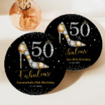 Diamant Glitter Vijftig en Fabulous 50ste Verjaard Papieren Bordje<br><div class="desc">Personaliseer deze bijpassende chique Fifty en Fabulous 50th verjaardagsfeestpapier borden met uw eigen formulering en feestdetails gemakkelijk en snel,  druk op de knop aanpassen om de stijl en plaatsing van de tekst verder te herschikken en op te maken. Overeenkomende objecten beschikbaar in de winkel! c) The Happy Cat Studio</div>