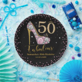 Diamant Glitter Vijftig en Fabulous 50ste Verjaard Papieren Bordje (Feest)