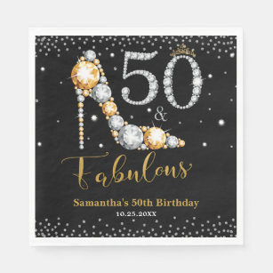 Diamant Glitter Vijftig en Fabulous 50ste Verjaard Servet