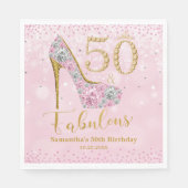 Diamant Glitter Vijftig en Fabulous 50ste Verjaard Servet (Voorkant)