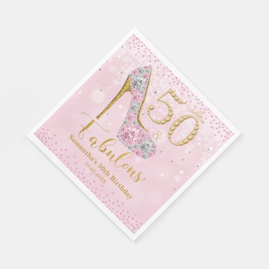 Diamant Glitter Vijftig en Fabulous 50ste Verjaard Servet (Hoek)