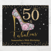 Diamant Glitter Vijftig en Fabulous 50ste Verjaard Sparkling Wijnetiket (Enkel label)