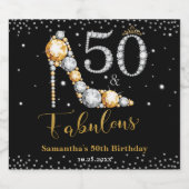 Diamant Glitter Vijftig en Fabulous 50ste Verjaard Sparkling Wijnetiket (Enkel label)