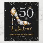 Diamant Glitter Vijftig en Fabulous 50ste Verjaard Wijn Etiket (Enkel label)