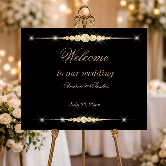 Diamant Glitter Welkom op Onze Bruiloft Poster