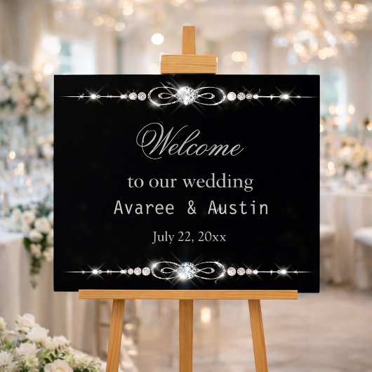 Diamant Glitter Welkom op Onze Bruiloft Poster
