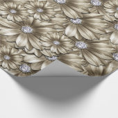 Diamant Gouden Bloemen Inpakpapier Edelsteen (Hoek)