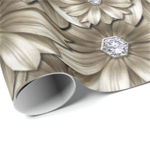 Diamant Gouden Bloemen Inpakpapier Edelsteen