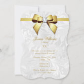 Diamant Gouden Boog, Lint & Damast Verjaardagsfees Kaart (Voorkant)