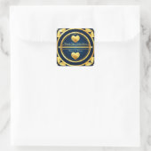 💍 Diamant Gouden Hart Navy Bruiloftsgeschenk 💍 Vierkante Sticker (Tas)