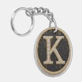 Diamant Gouden Monogram K Cadeau Sleutelhanger (Voorkant Links)