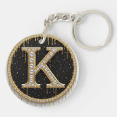 Diamant Gouden Monogram K Cadeau Sleutelhanger (Achterkant)