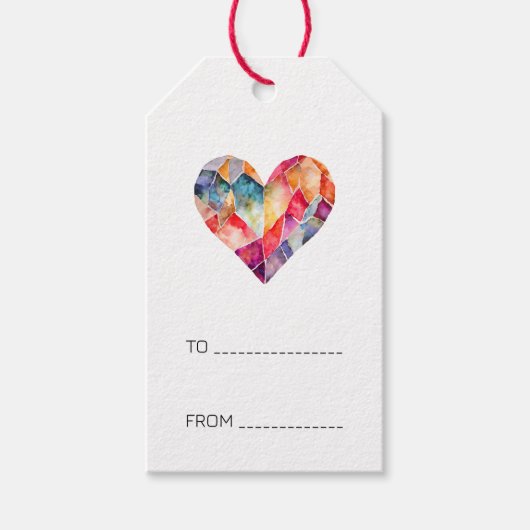 Diamant hart in vele kleuren cadeaulabel (Voorkant)