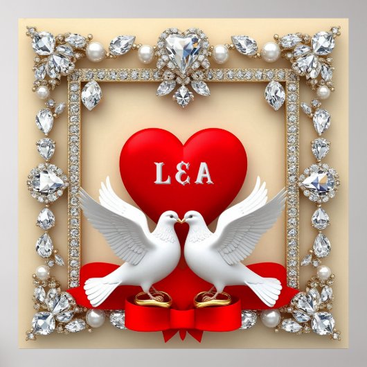 💎 Diamant Hart Kunst voor Romantische Trouwdecora Poster (Voorkant)