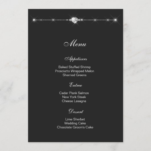 Diamant Hart Menu Kaart (Voorkant)