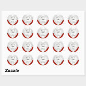 Diamant Hart op Witte en Rode Achtergrond Ronde Sticker (Vel)