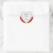Diamant Hart op Witte en Rode Achtergrond Ronde Sticker (Tas)