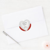 Diamant Hart op Witte en Rode Achtergrond Ronde Sticker (Envelop)