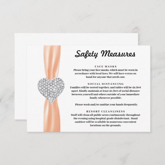 Diamant Hart Oranje Lint Veiligheidsmaatregelen Informatiekaartje (Voorkant / Achterkant)