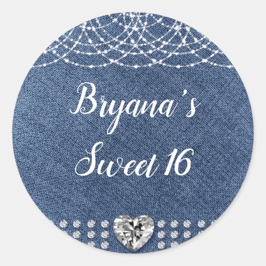 Diamant Hart Rood Glitter Glans Glam Modern Ronde Sticker (Voorkant)