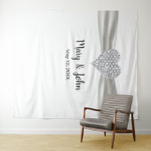 Diamant Hart Witte Lint Trouw Achtergrond Wandkleed (In Situ (horizontaal))