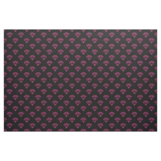 Diamant - heet roze op zwart stof (Yard (91,4 cm))
