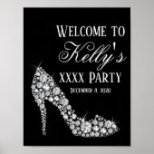 diamant hoge hakken glitter elegant welkomstbord poster (Voorkant)
