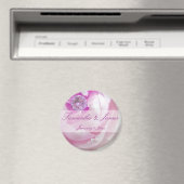 Diamant in een Roze Roos Persoonlijke Trouwdag Magneet (Insitu (Vaatwasser))