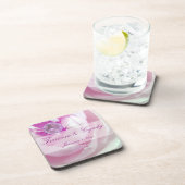 Diamant in een Roze Roos Persoonlijke Trouwdag Onderzetter (Rechterzijde)